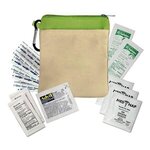 Outdoor Day Kit Canvas Zipper Tote Kit - Natural With Lime Green Trim