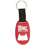 Oval Aluminum Bottle Opener - Metallic Red