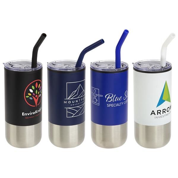 Main Product Image for Oxford 16 oz Stainless Steel/Polypropylene Tumbler with Straw
