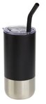 Oxford 16 oz Stainless Steel/Polypropylene Tumbler with Straw - Black