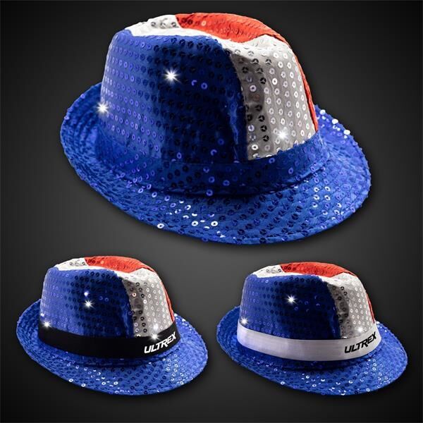 Main Product Image for Custom Printed Patriotic Sequin LED Fedora