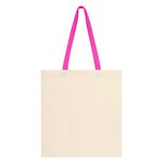 Penny Wise Cotton Canvas Tote Bag - Natural With Pink