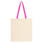 Penny Wise Cotton Canvas Tote Bag - Natural With Pink