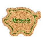 Pig Shaped Cork Coaster - Natural