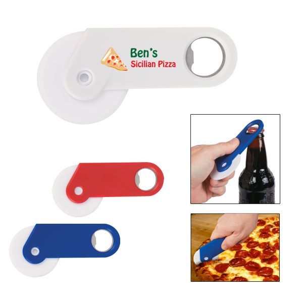 Main Product Image for Custom Printed Pizza Cutter With Bottle Opener