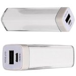 Plastic Power Bank Emergency Battery Charger - White