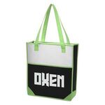 Plaza Non-Woven Tote Bag - Black And White With  Lime