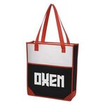 Plaza Non-Woven Tote Bag - Black And White With  Red