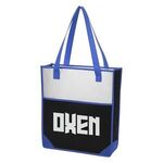 Plaza Non-Woven Tote Bag - Black And White With  Royal