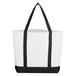 Pocket Shopper Tote Bag - White with Black