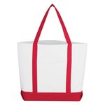 Pocket Shopper Tote Bag - White with Red