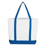 Pocket Shopper Tote Bag - White With Royal Blue
