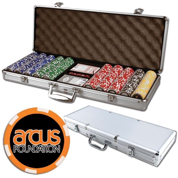 Main Product Image for Poker chips set w/ aluminum case - 500 Full Color 6 Stripe chips