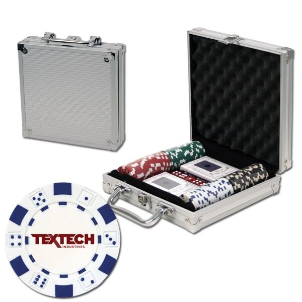 Main Product Image for Poker chips set with aluminum chip case - 100 Dice chips