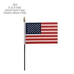 Popular 4"x6" USA US Flag With 10" Black Plastic Pole -  