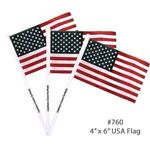 Popular USA-American Flag 4" x 6" With 12" Plastic Pole - Red-white-blue