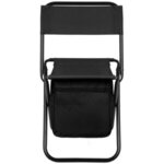 Portable Folding Chair with Storage Pouch - 600D Polyester - Black