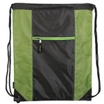 Porter Collection 210D Polyester/Mesh Pattern Drawstring Bag - Lime Green