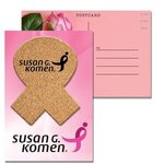 Post Card with Awareness Ribbon Cork Coaster -  