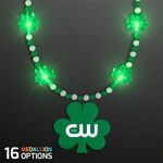 Pretty Light Up Shamrock Bead Necklace with Medallion