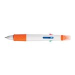 Quatro Pen With Highlighter - White With Orange