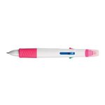 Quatro Pen With Highlighter - White with Pink