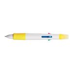 Quatro Pen With Highlighter - White With Yellow