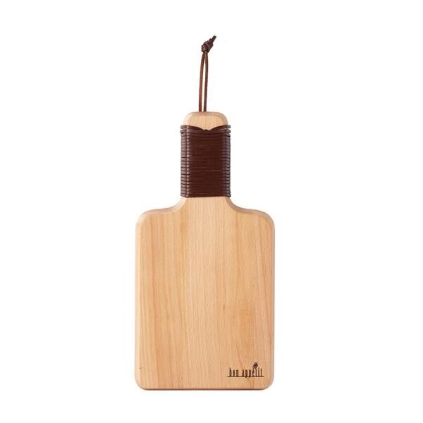Main Product Image for RAFFMAN Wood Cutting Board with Leather Wrapped Handle