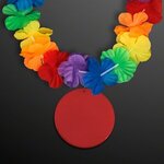 Rainbow Flower Lei Necklace w/ Medallion (Non-Light Up) - Rainbow