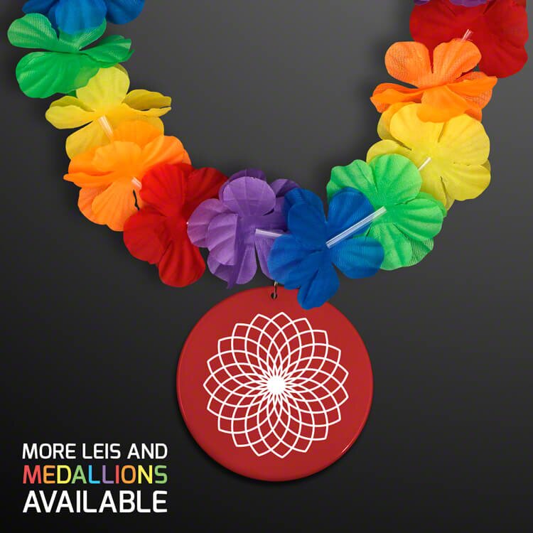 Main Product Image for Rainbow Flower Lei Necklace w/ Medallion (Non-Light Up)