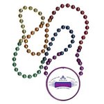 Rainbow Mardi Gras Beads with Inline Medallion -  