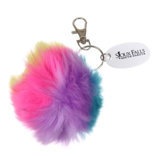 Main Product Image for Imprinted Key Chain With Rainbow Pom Pom