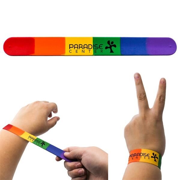 Main Product Image for Custom Printed Rainbow Slap Bracelet