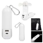 Rechargeable Power Bank With Fan & Flashlight - White
