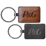 Buy Rectangle Beveled Wood Gunmetal Key Chain