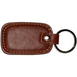 Rectangle Leather Keyring - Leather