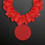 Red Flower Lei Necklace with Medallion (Non-Light Up)