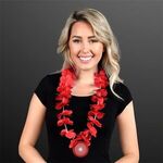 Red Flower Lei Necklace with Medallion (Non-Light Up)