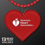 Red Heart Medallion with Beaded Necklace -  
