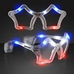 Red White & Blue Flashing Star LED Sunglasses - Red-white-blue