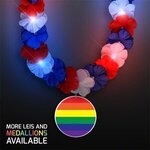 Red, White & Blue LED Hawaiian Lei with Rainbow Medallion - Multi Color