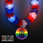 Red, White & Blue LED Hawaiian Lei with Rainbow Medallion -  