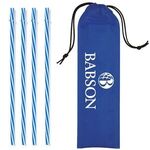 Reusable Straws in Drawstring Pouch - Blue