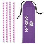 Reusable Straws in Drawstring Pouch - Purple