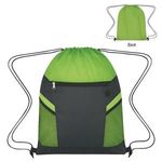 Ripstop Drawstring Bag - Lime With Black