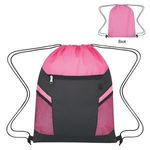 Ripstop Drawstring Bag - Pink With Black