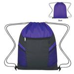 Ripstop Drawstring Bag - Purple With Black
