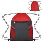 Ripstop Drawstring Bag - Red With Black