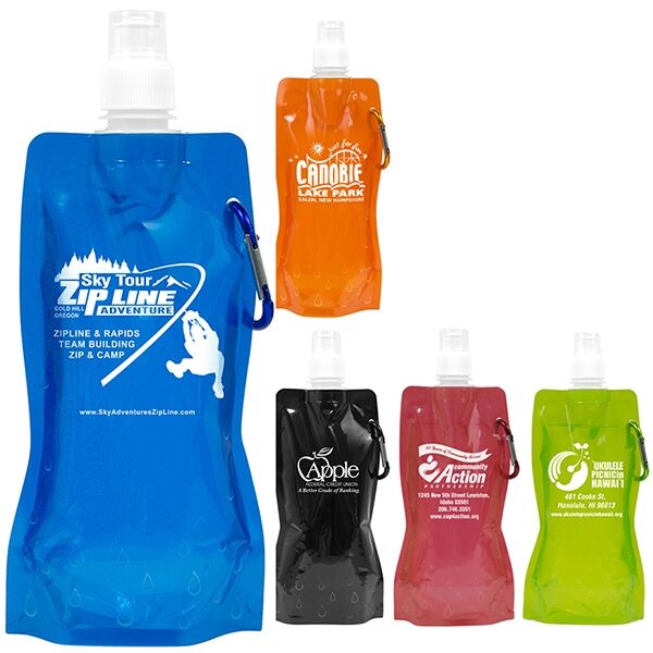 Main Product Image for Roll Up 18 Oz Foldable Water Bottle With Matching Carabiner