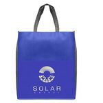 Rome-Non-Woven Tote Bag with 210D Pocket - Metallic imprint - Blue